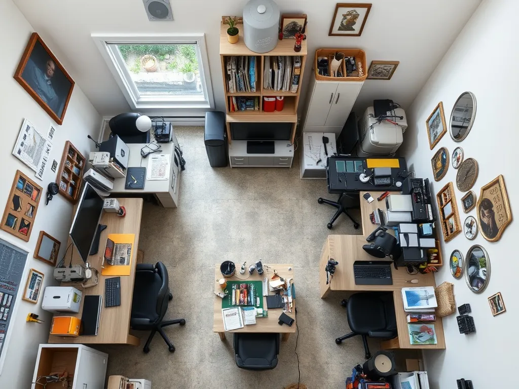 Craft desk with drawer organisers