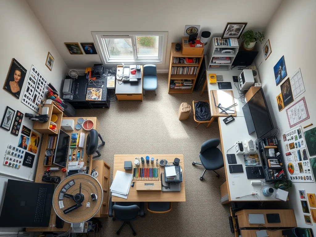 Central island in hobby room